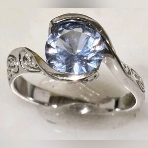 Swiss Blue Topaz Solitaire Ring